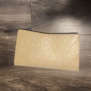 Jessica Mcclintock gold sparkled clutch